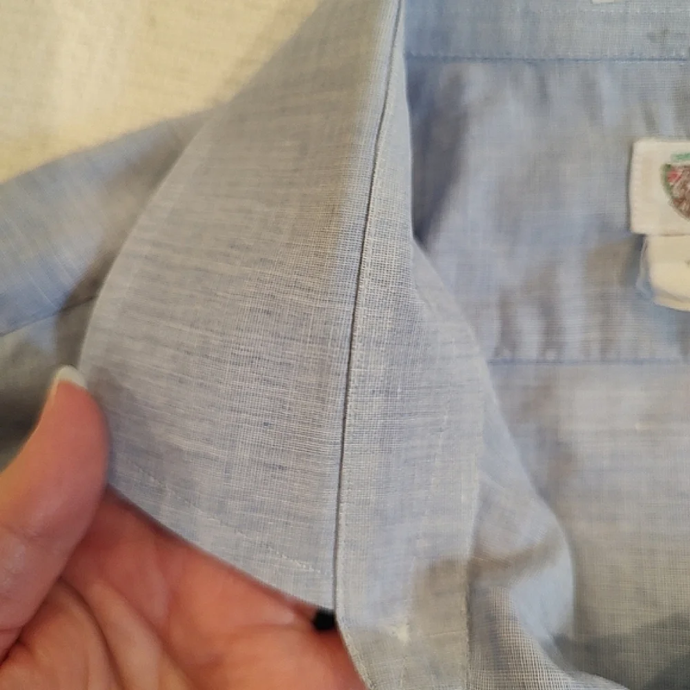 VTG Gucci 80s Blue Double G Oxford Shirt 17 X43 100% Cotton FLAWS